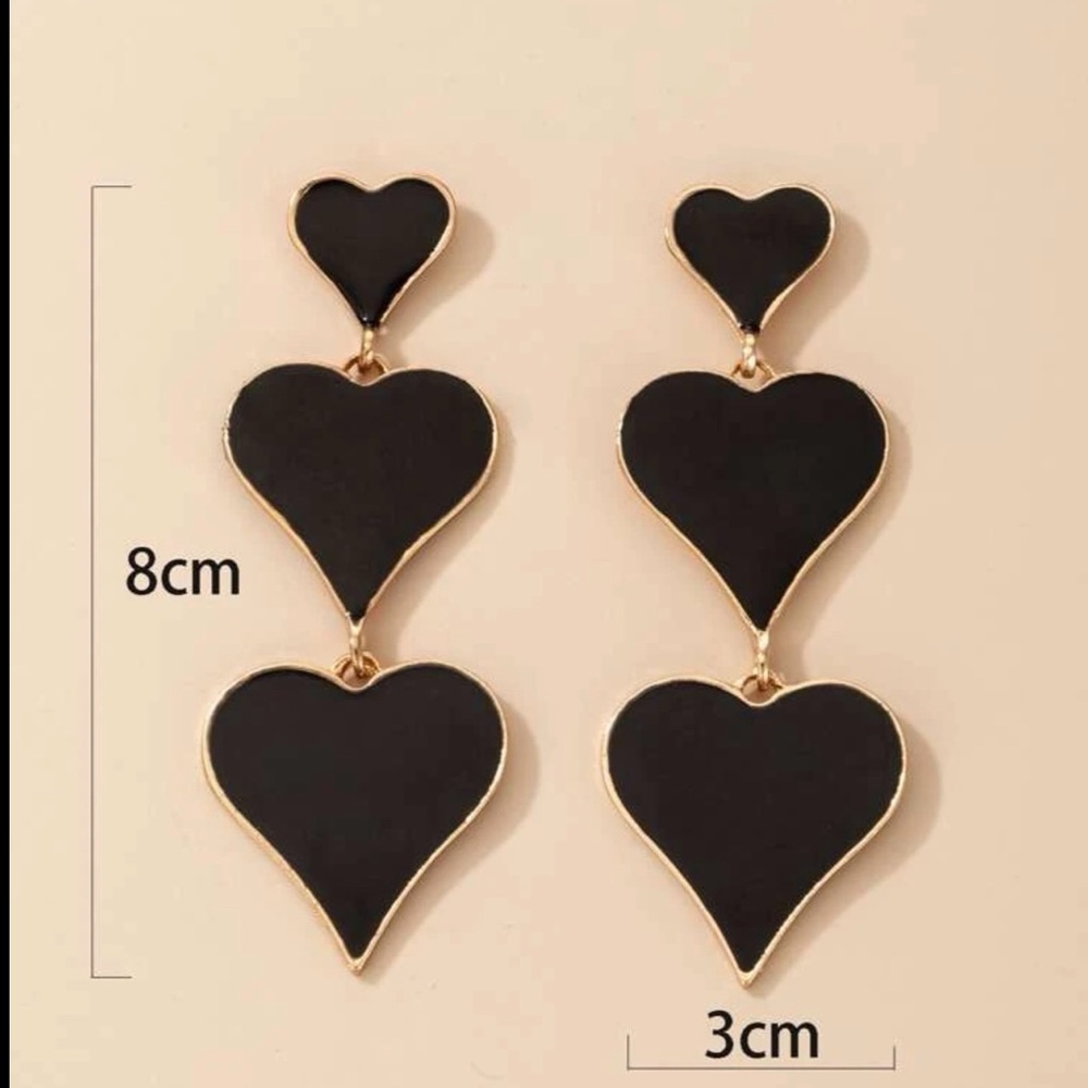 ❤️ Awesome Various Size Hearts Tassel Dangle Stud Earrings ❤️ - Picture 9 of 11